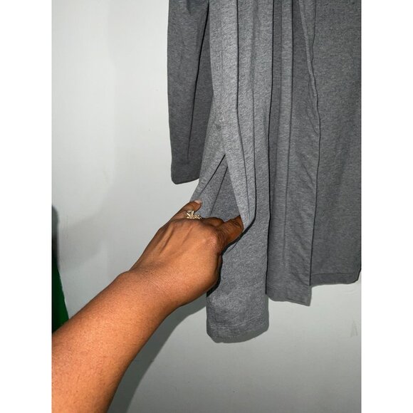 Eileen Fisher Lightweight Hoodie Cardigan Sweater with Pockets in Grey Medium - Picture 7 of 11
